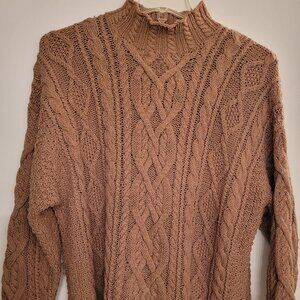 Women’s Handknit Sweater For The Limited Brown Turtleneck Pullover Long Sleeve M